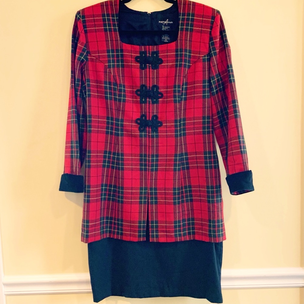 Positive Attitude 10 Petite Red Black Plaid Dress